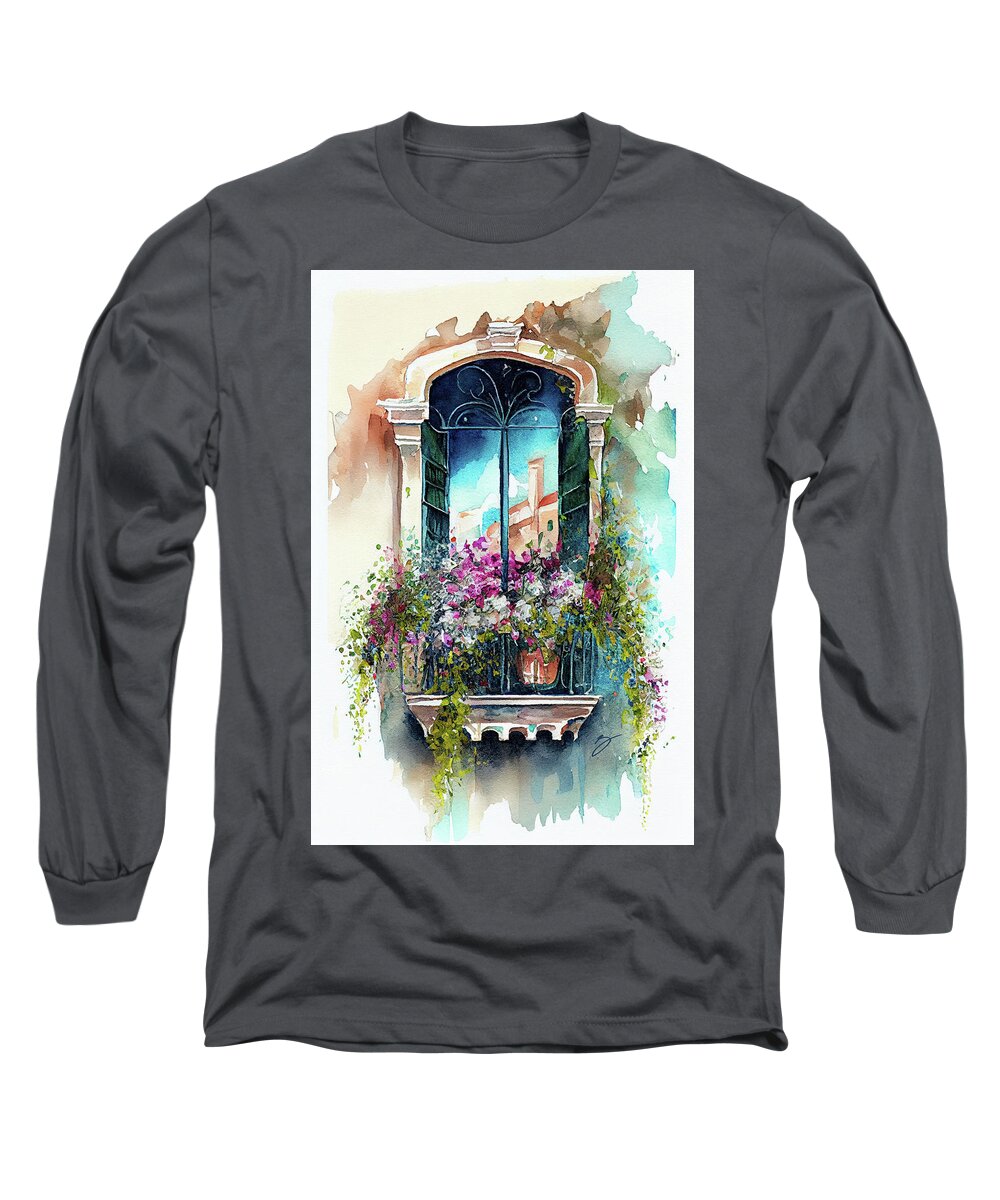 Venetian Paradise Long Sleeve T-Shirt featuring the painting Venetian Paradise by Greg Collins