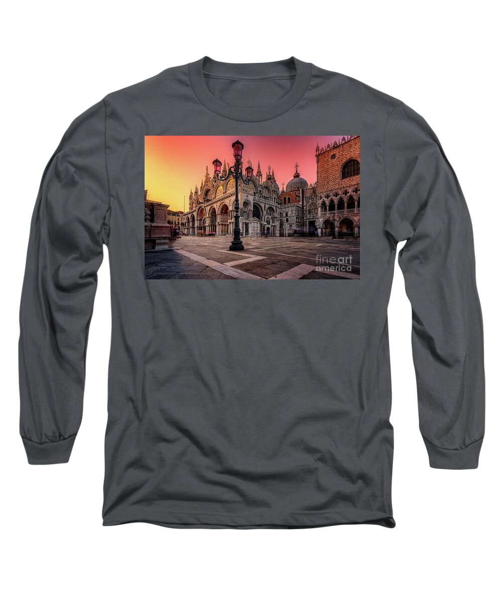 Basilica Long Sleeve T-Shirt featuring the photograph Venice St Mark's Basilica by The P