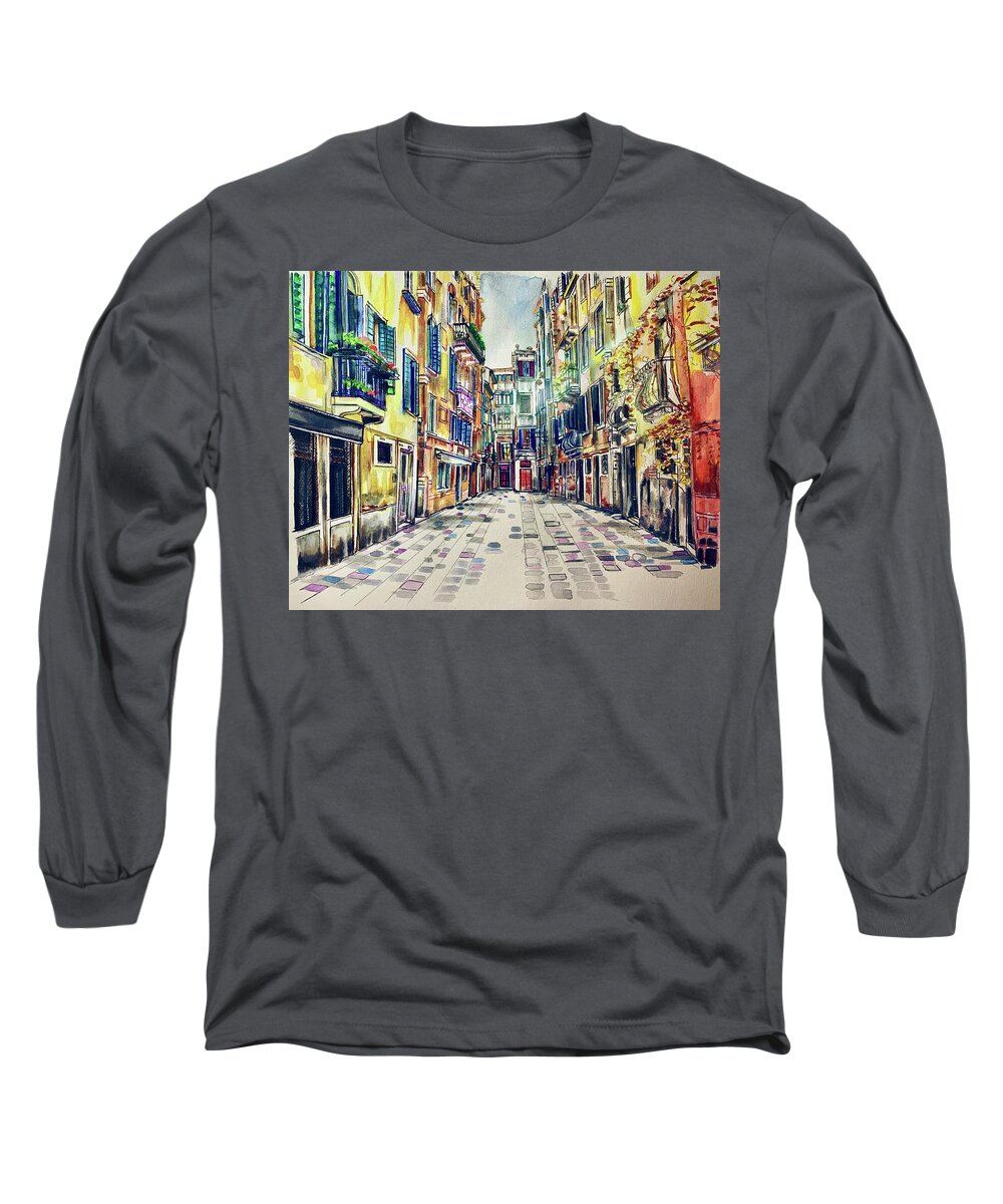 Architecture Long Sleeve T-Shirt featuring the painting Veritas by Try Cheatham