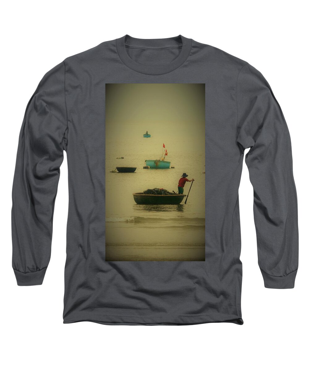 Vietnam Long Sleeve T-Shirt featuring the photograph Vietnamese sailor by Robert Bociaga
