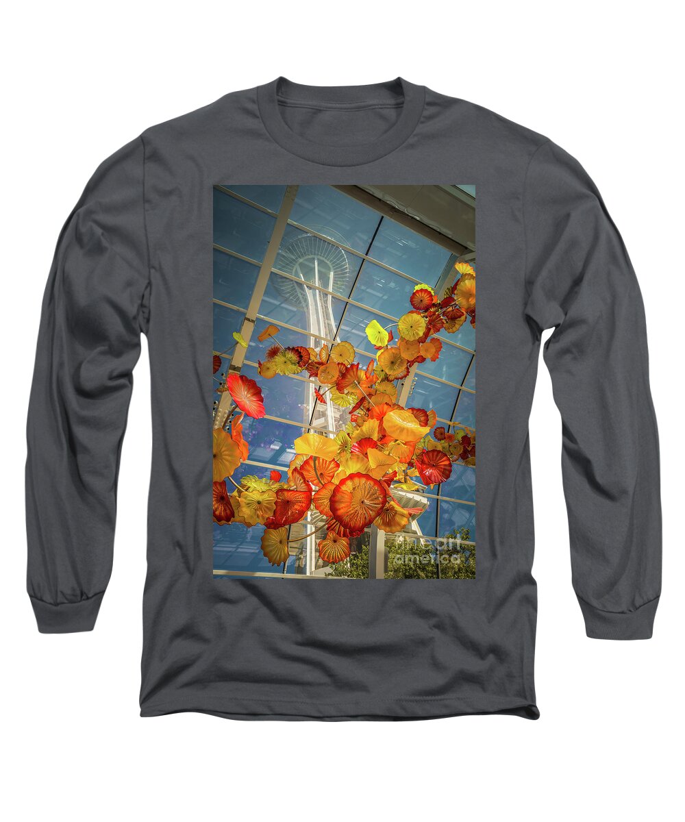 Garden And Glass Museum Long Sleeve T-Shirt featuring the photograph View onto Space Needle by Agnes Caruso