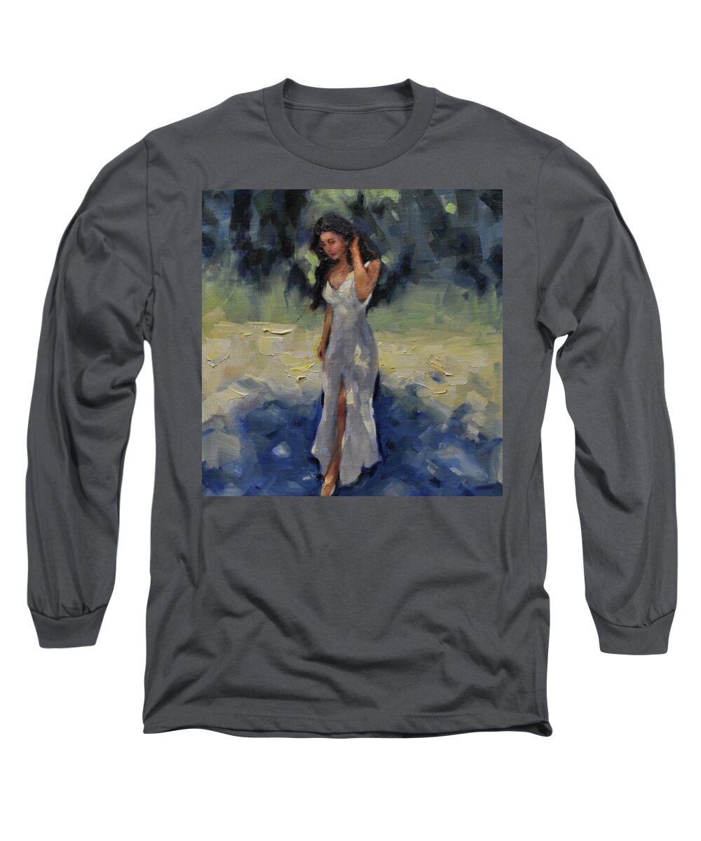Women Long Sleeve T-Shirt featuring the painting Visions of Sapphires by Ashlee Trcka
