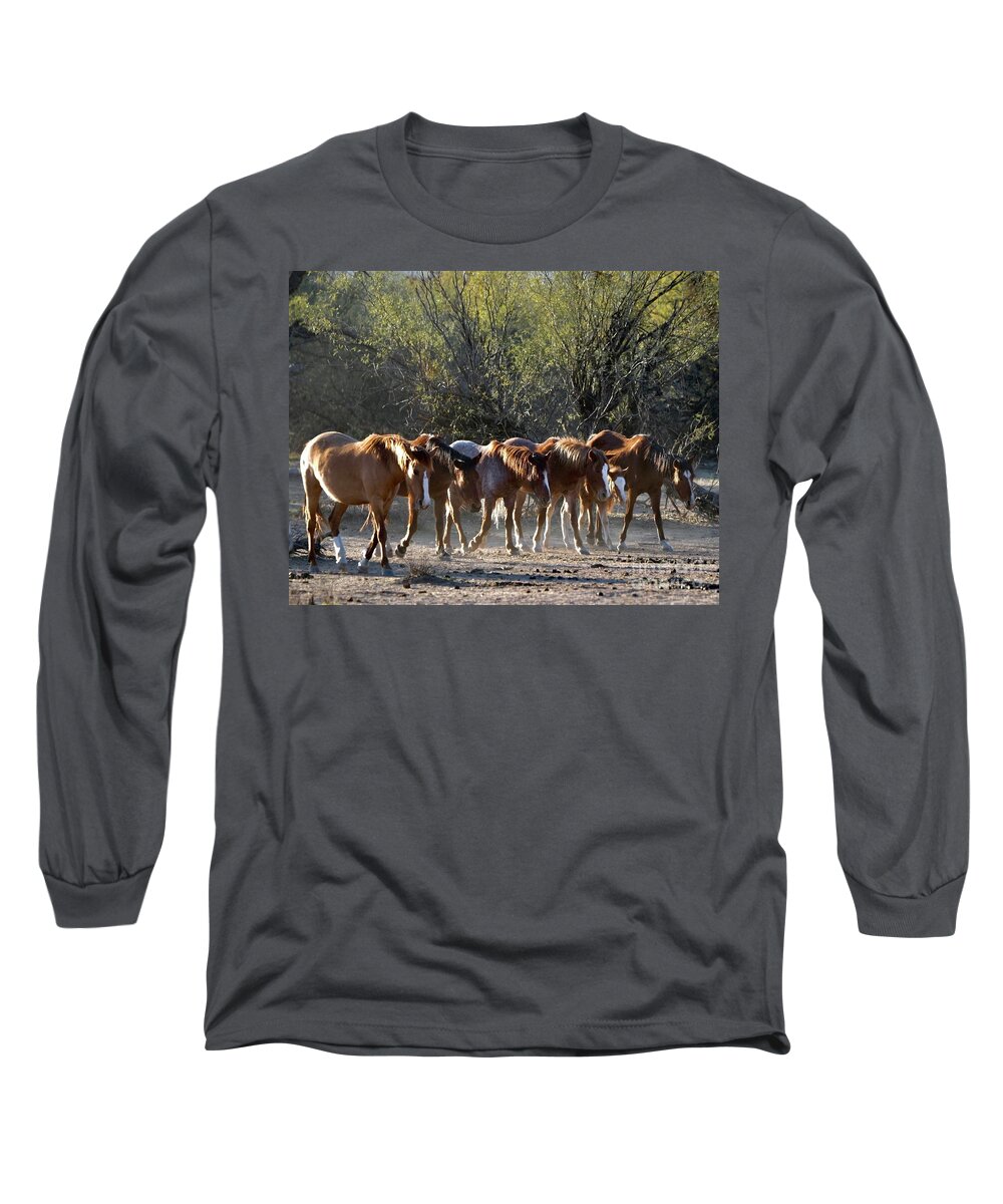 Salt River Wild Horse Long Sleeve T-Shirt featuring the digital art Walkin the Walk by Tammy Keyes