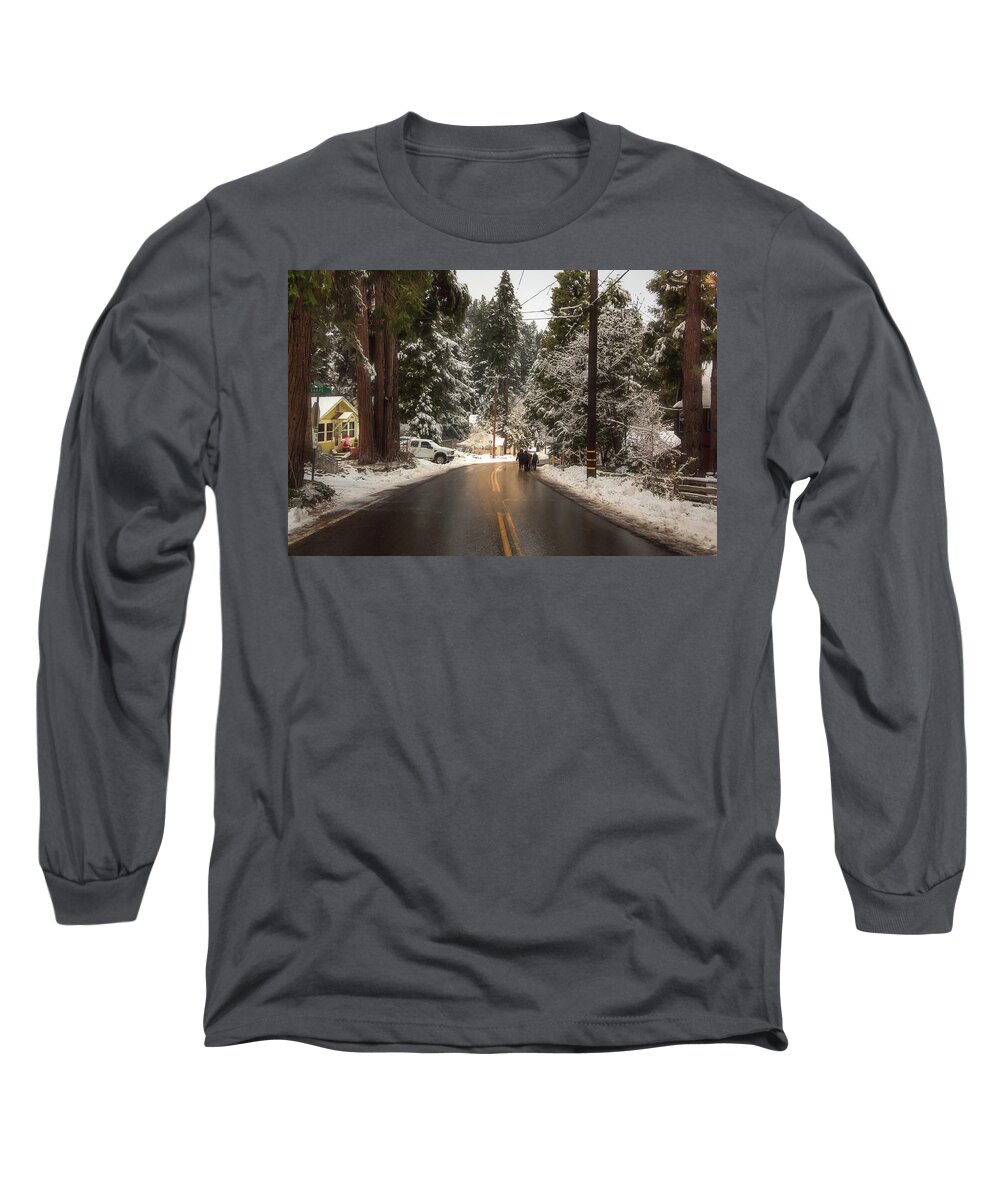 Snow Long Sleeve T-Shirt featuring the photograph Walking in a Winter Wonderland BL by Alison Frank