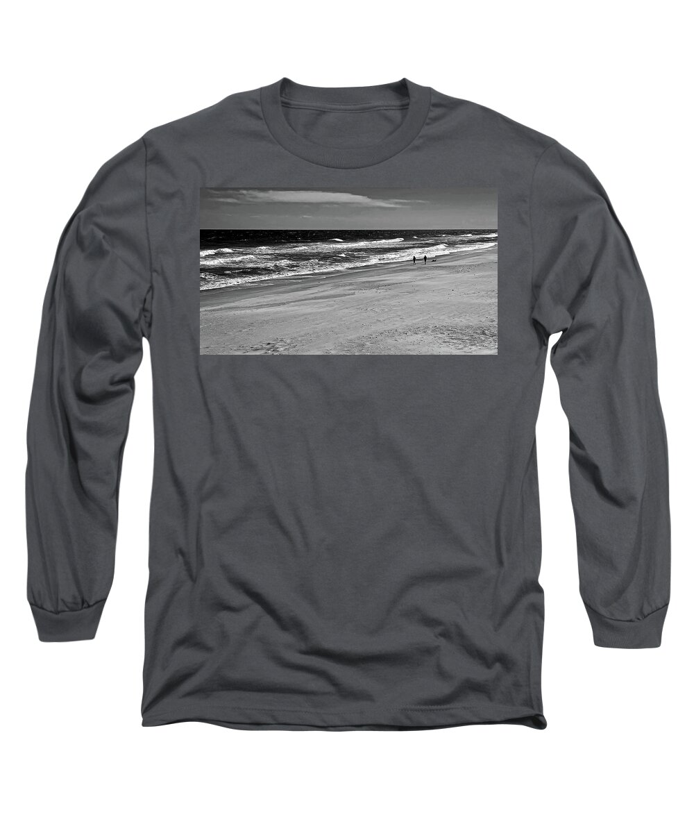 Walk Long Sleeve T-Shirt featuring the photograph Walking the Beach by George Taylor