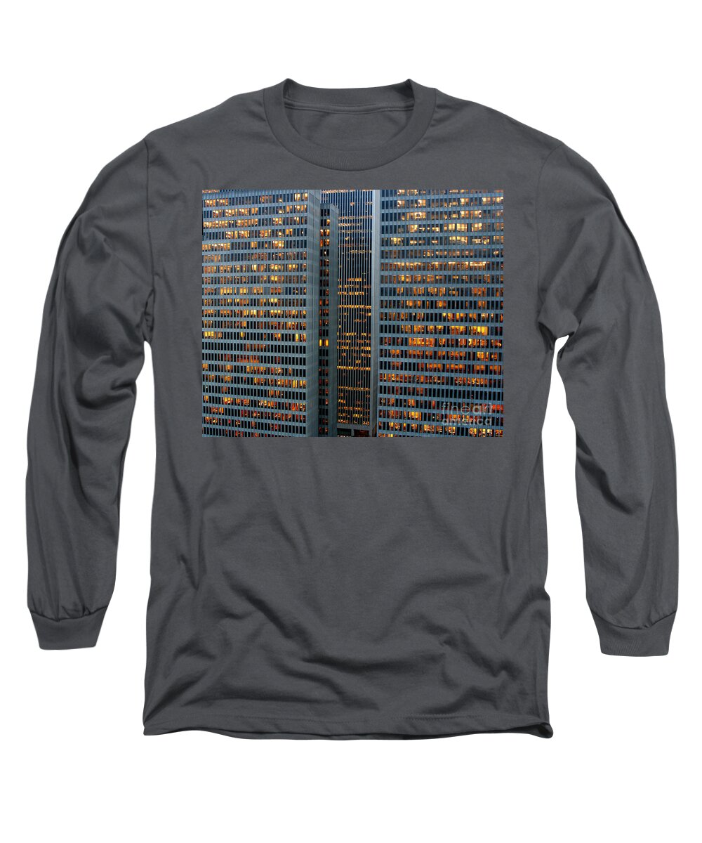 Structure Building Long Sleeve T-Shirt featuring the photograph Wall of Lights by fototaker Tony