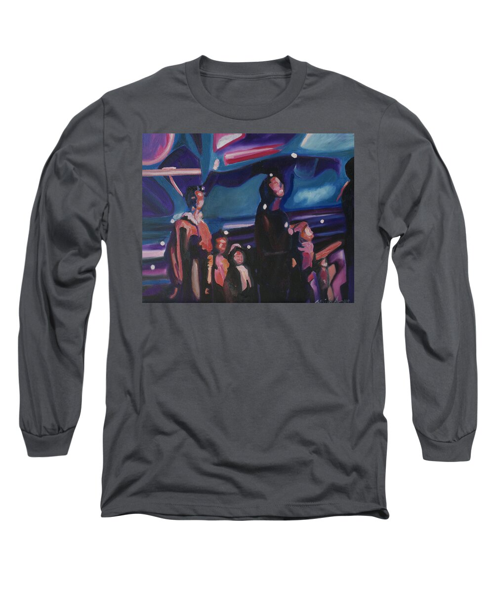 Night Scenes Long Sleeve T-Shirt featuring the painting Watching Alex Grey II by Patricia Arroyo