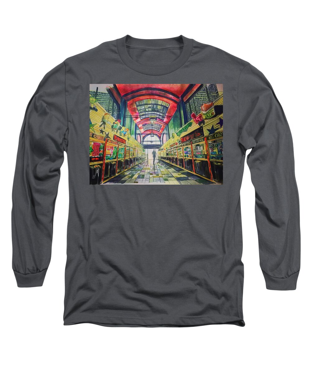  Long Sleeve T-Shirt featuring the painting Boardwalk by Try Cheatham
