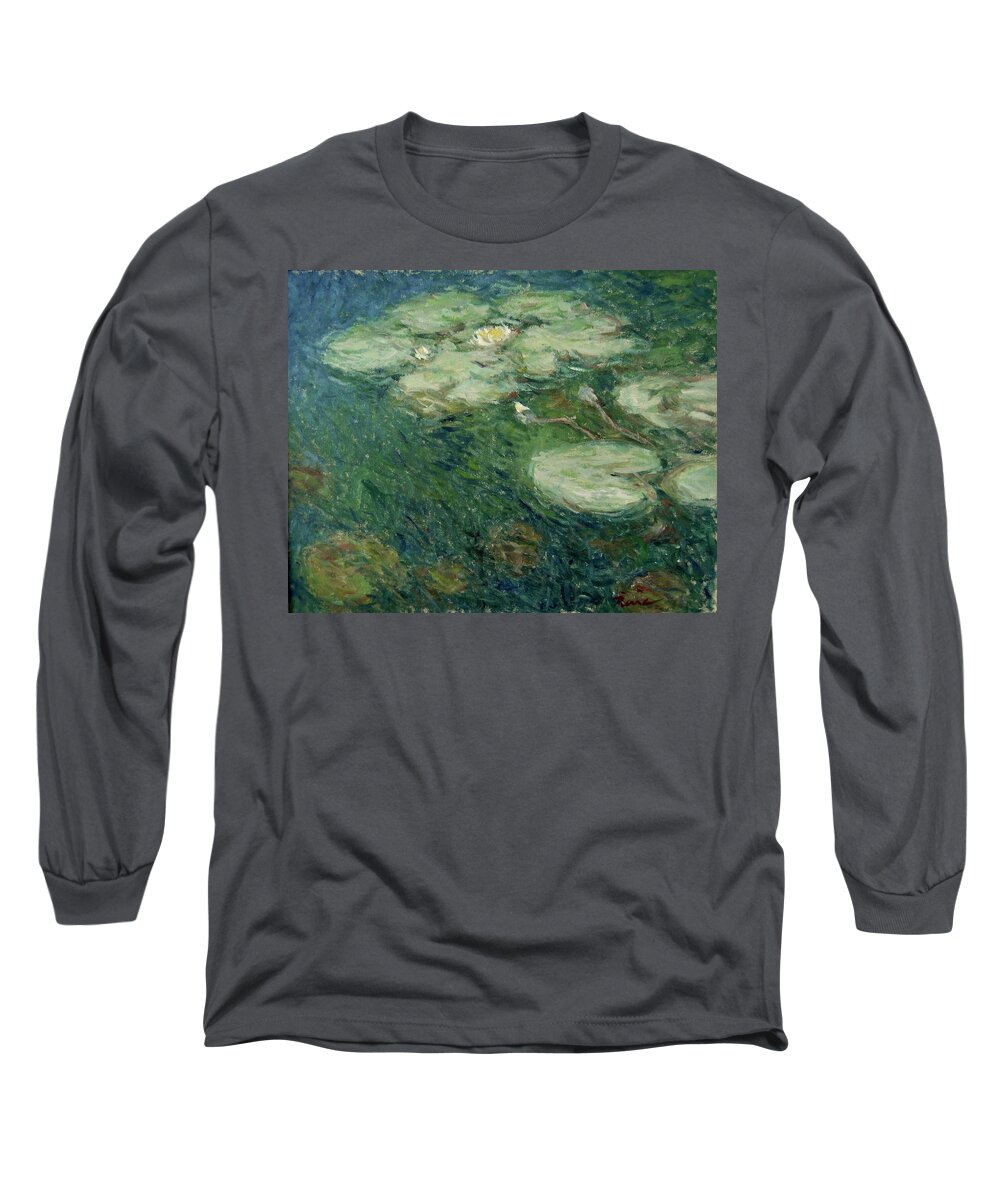 Nymphaea Long Sleeve T-Shirt featuring the painting Waterlelies Nr. 26 by Pierre Dijk
