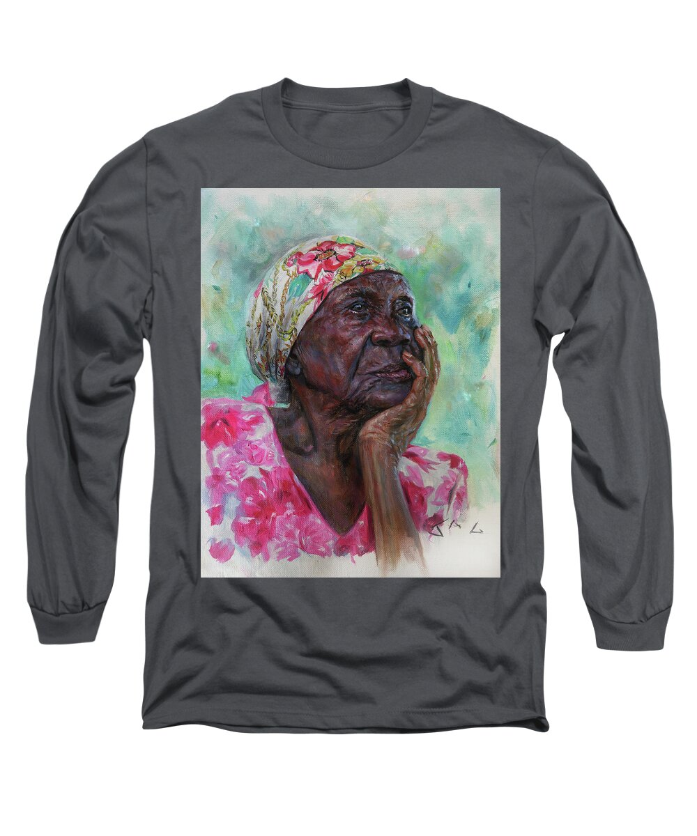 Caribbean Long Sleeve T-Shirt featuring the painting Weflechi by Jonathan Gladding
