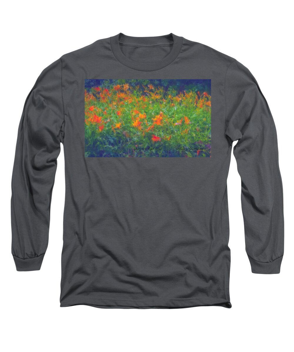 Tiger Lilies Long Sleeve T-Shirt featuring the painting Westport Tiger Lilies by Bill McEntee