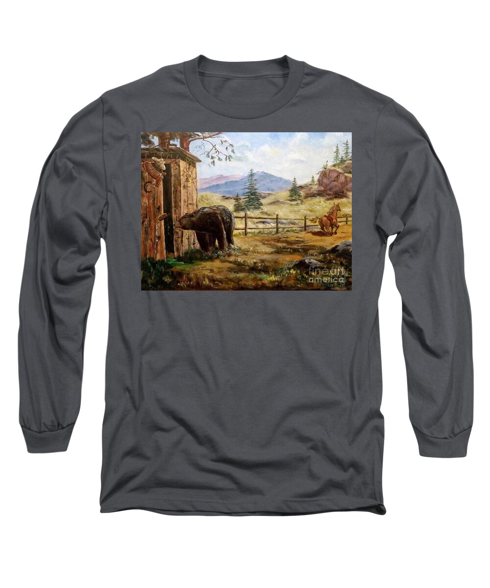 Bear Long Sleeve T-Shirt featuring the painting What Now by Lee Piper