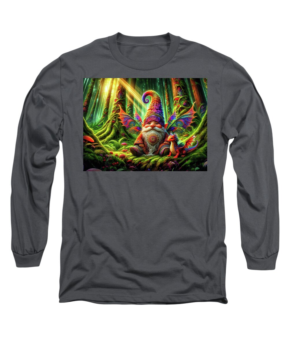 Gnome Long Sleeve T-Shirt featuring the photograph Whispers of the Woods by Bill and Linda Tiepelman