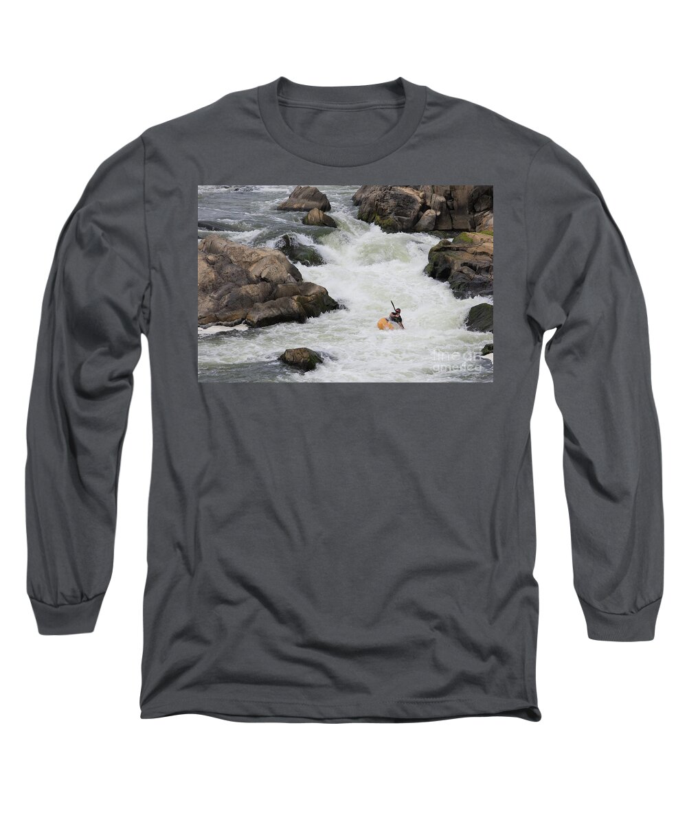Whitewater Long Sleeve T-Shirt featuring the photograph Whitewater kayaking by Agnes Caruso