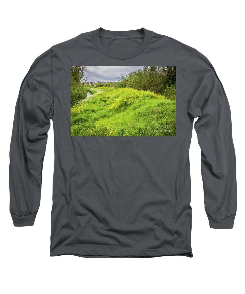 Wild Flowers Long Sleeve T-Shirt featuring the photograph Wild Flowers by the River by Eva Lechner