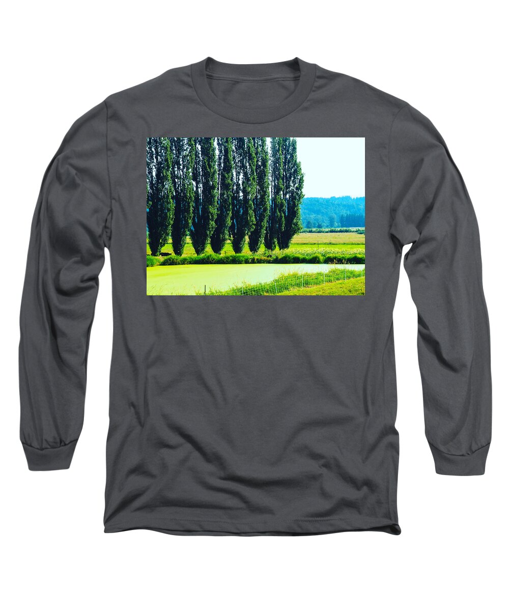 Green Long Sleeve T-Shirt featuring the photograph Wind Break by Grey Coopre
