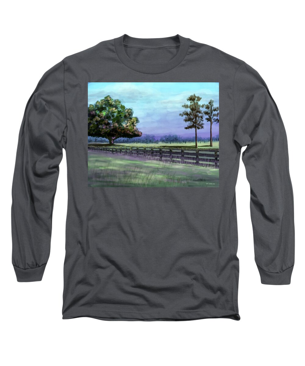 Ocala Long Sleeve T-Shirt featuring the digital art Winding Oaks Farms by Larry Whitler