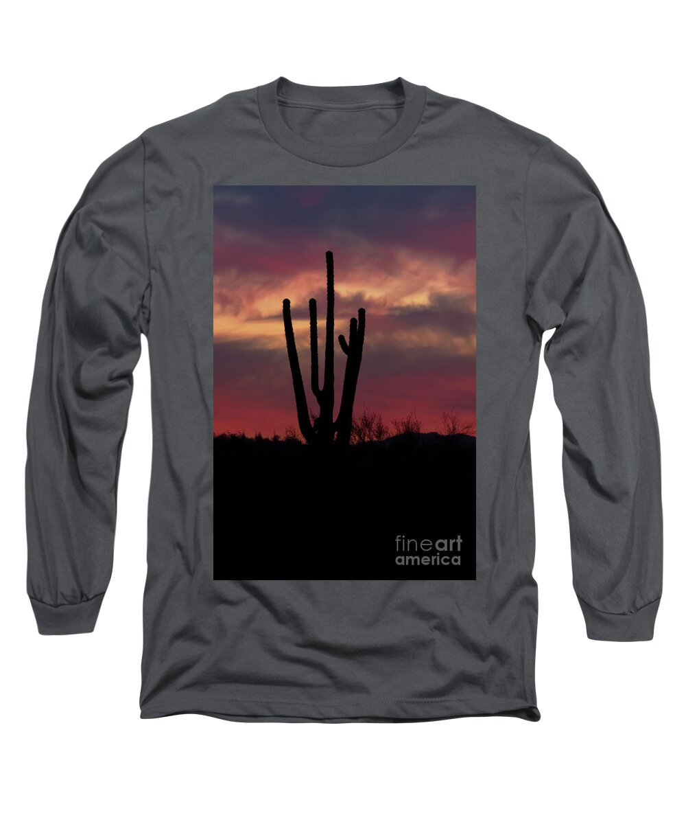 Sunset Long Sleeve T-Shirt featuring the photograph Winter desert sunset by Ruth Jolly