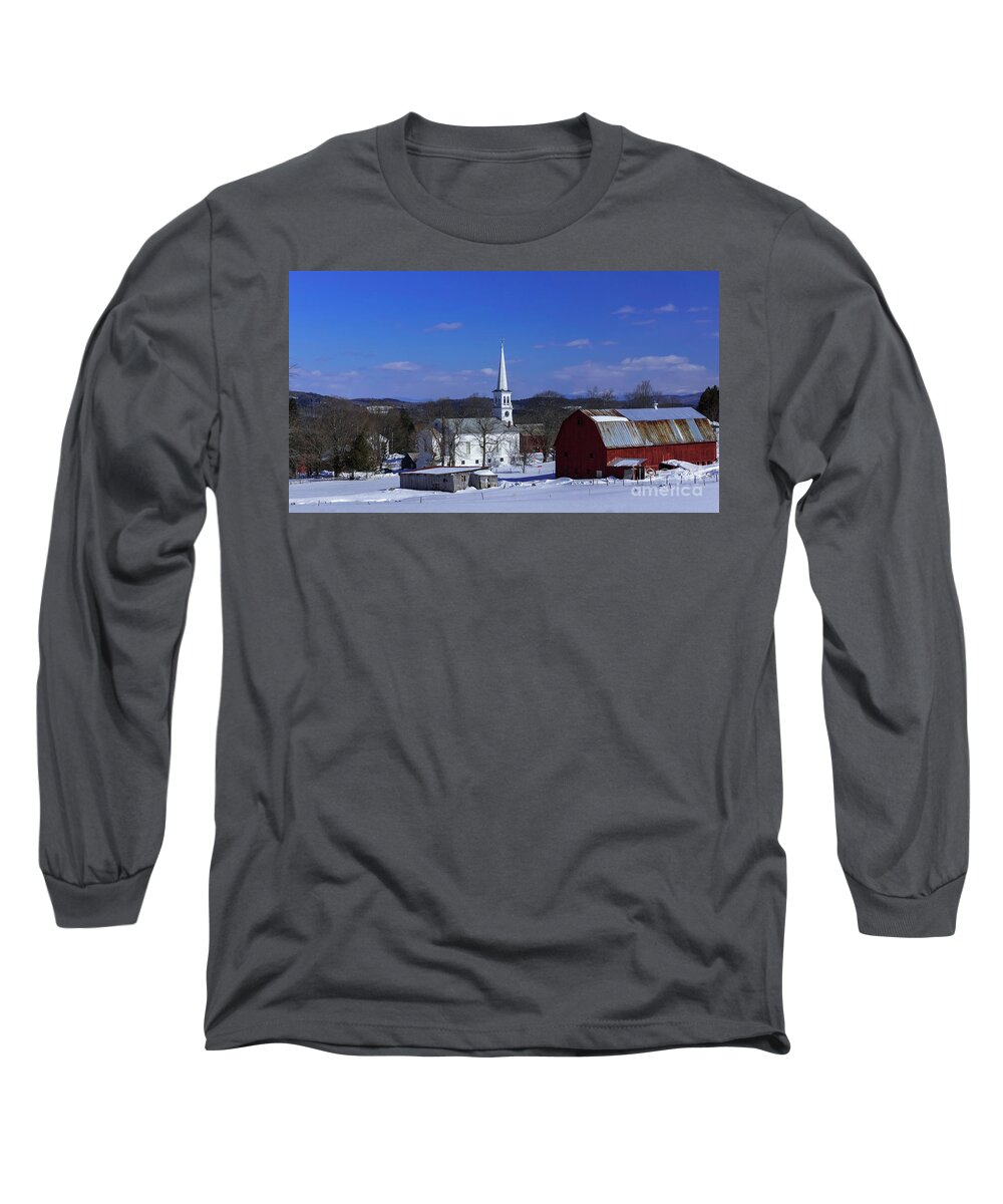 Peacham Long Sleeve T-Shirt featuring the photograph Winter in Peacham by Scenic Vermont Photography