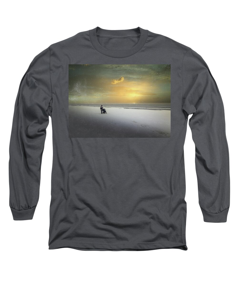 Photography Long Sleeve T-Shirt featuring the mixed media Winter Sunset And Our Dream Jurmala by Aleksandrs Drozdovs