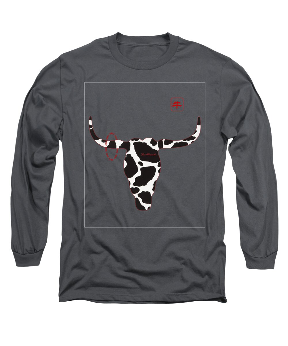 Year Of Ox Long Sleeve T-Shirt featuring the digital art Year Of Ox No. 5 by Fei A