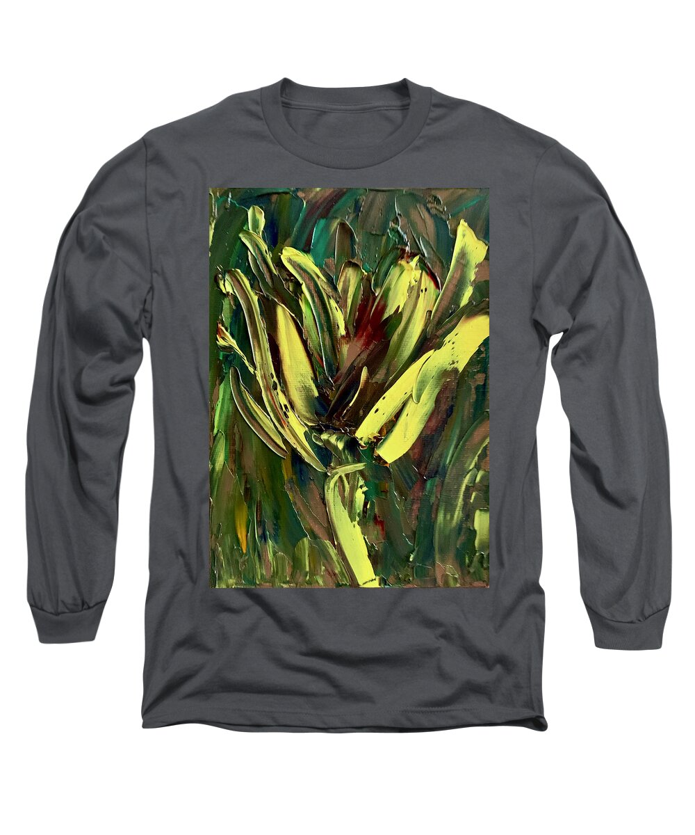 Flower Long Sleeve T-Shirt featuring the painting Yellow flower 1 by Teresa Moerer