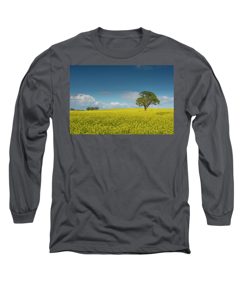 Landscape Long Sleeve T-Shirt featuring the pyrography Yellow ocean 4 by Remigiusz MARCZAK