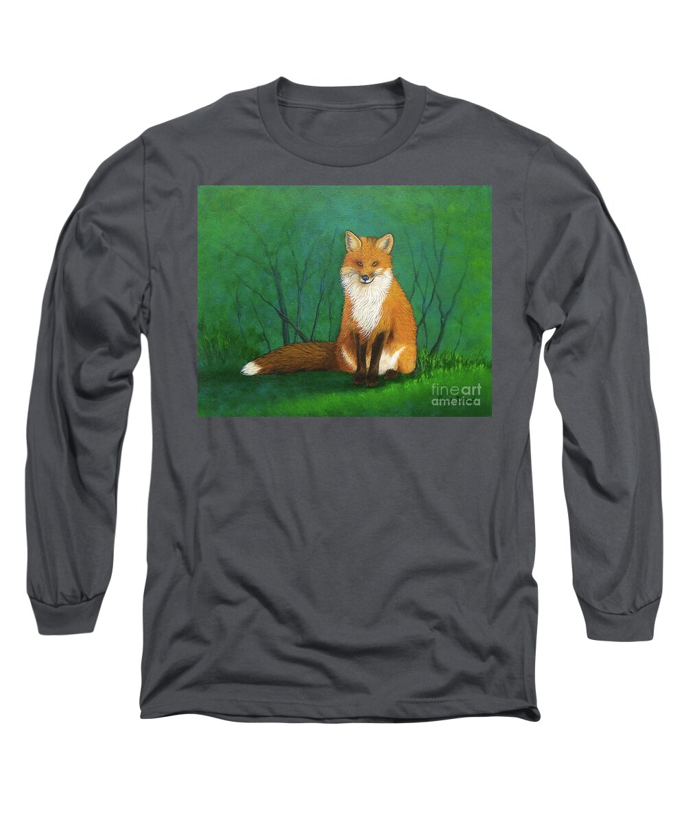 Zilpha's Long Sleeve T-Shirt featuring the painting Zilpha's Fox by Sarah Irland