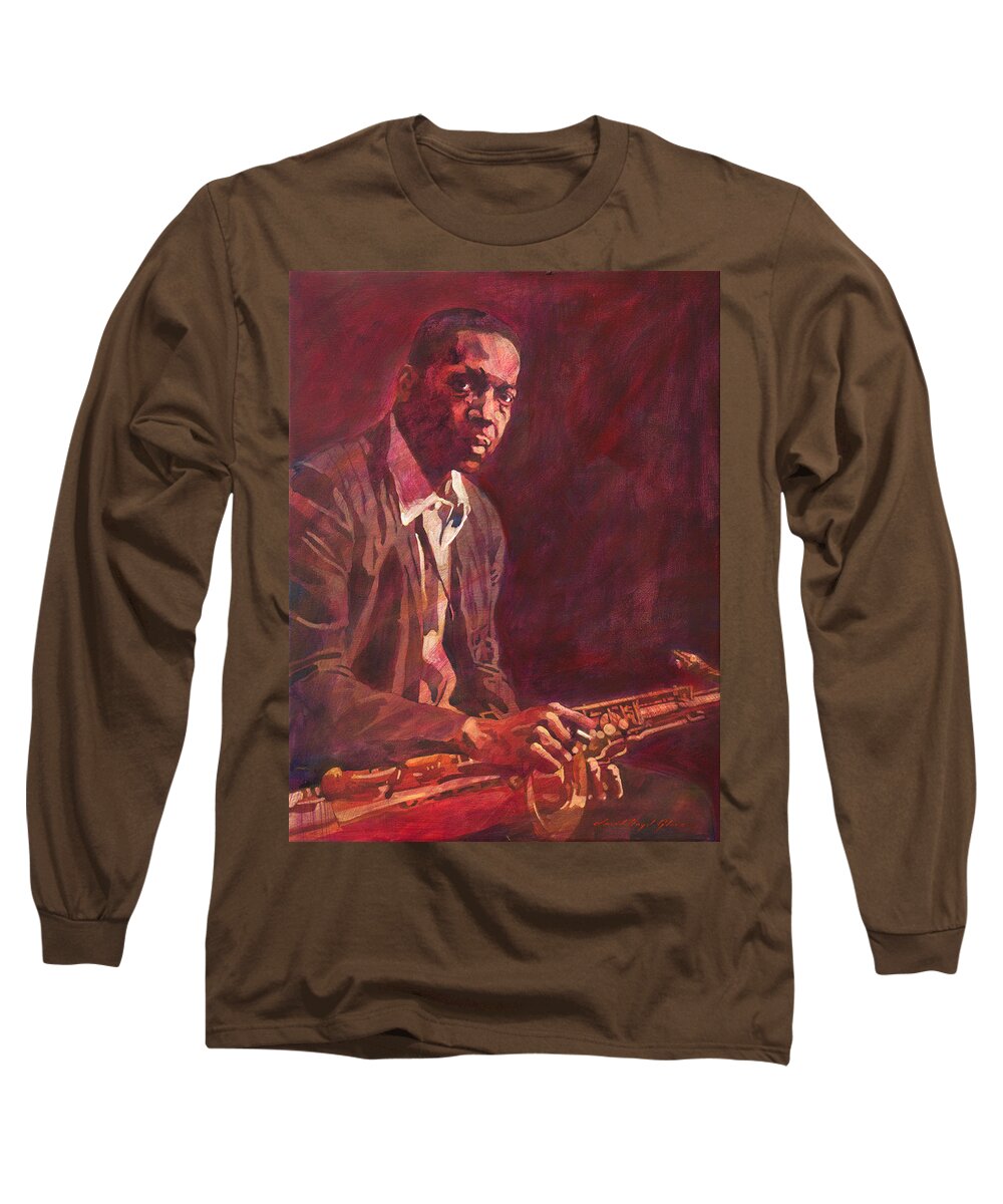 Jazz Long Sleeve T-Shirt featuring the painting A Love Supreme - Coltrane by David Lloyd Glover