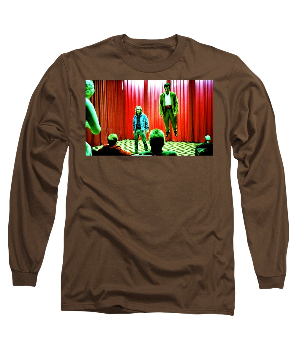 Laura Palmer Long Sleeve T-Shirt featuring the painting Black Lodge #11 by Luis Ludzska
