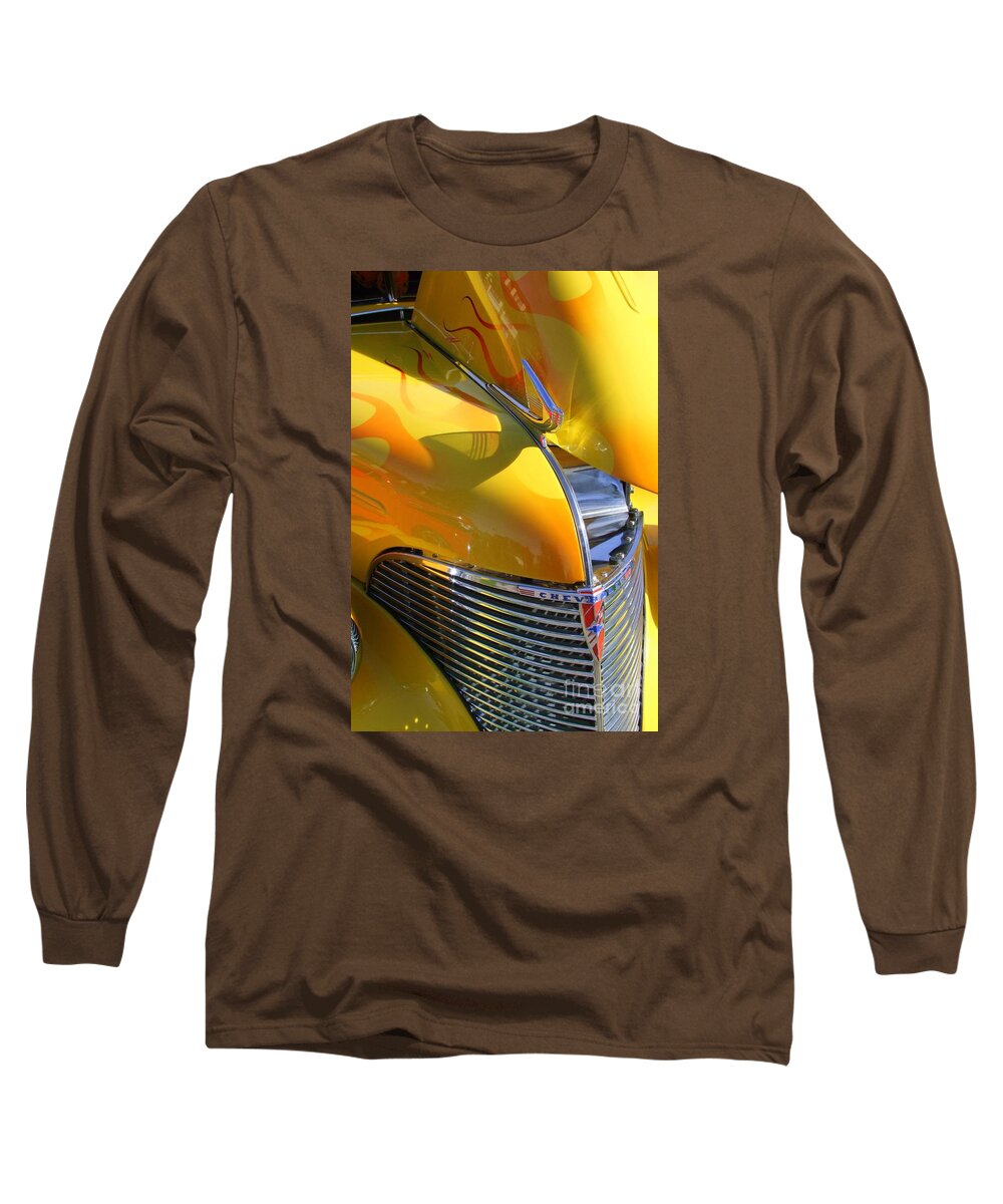 Old Cars Long Sleeve T-Shirt featuring the photograph 1939 Chevy Hood by Mary Deal