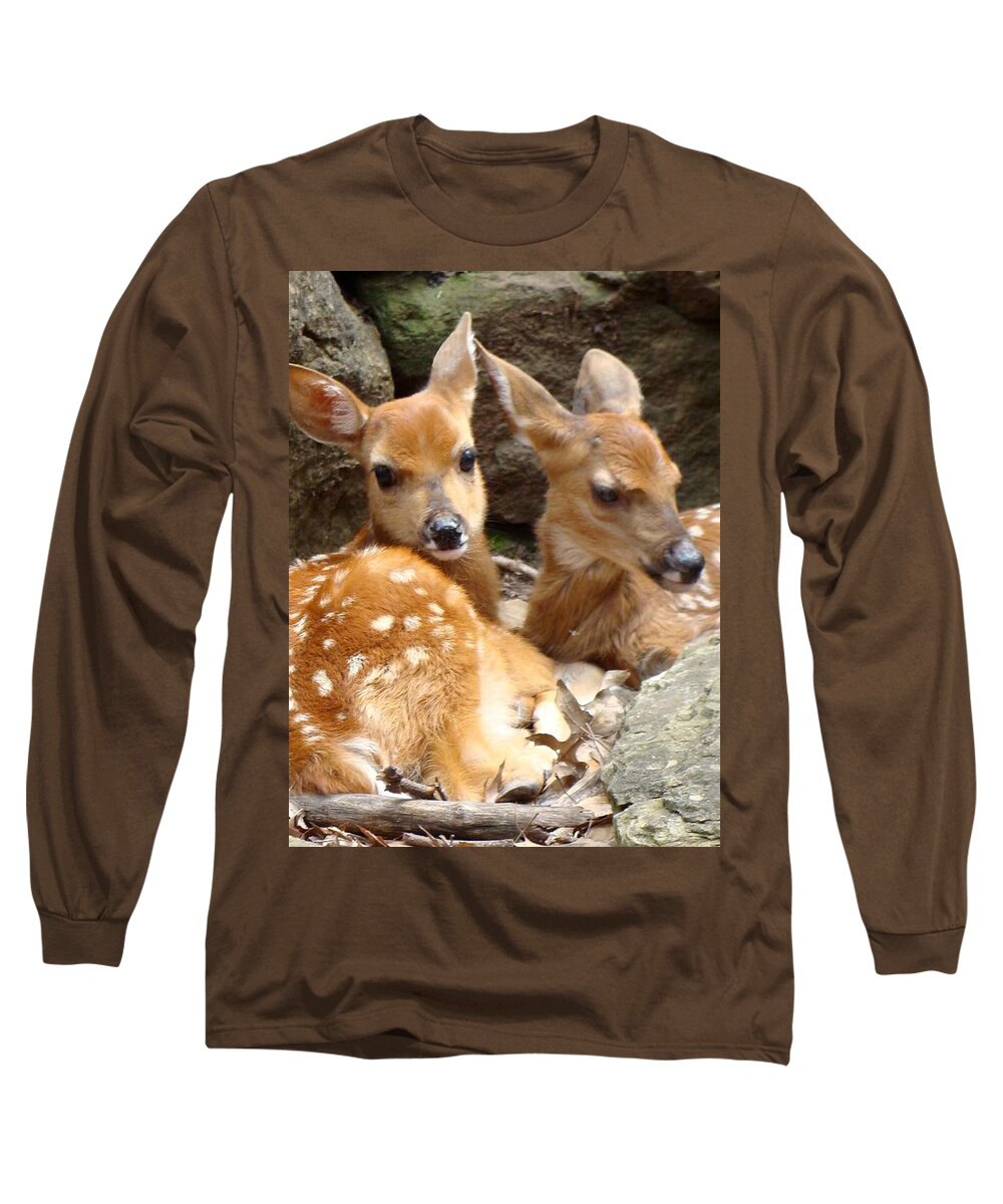 Fawns Long Sleeve T-Shirt featuring the photograph Fawns by Anthony Seeker