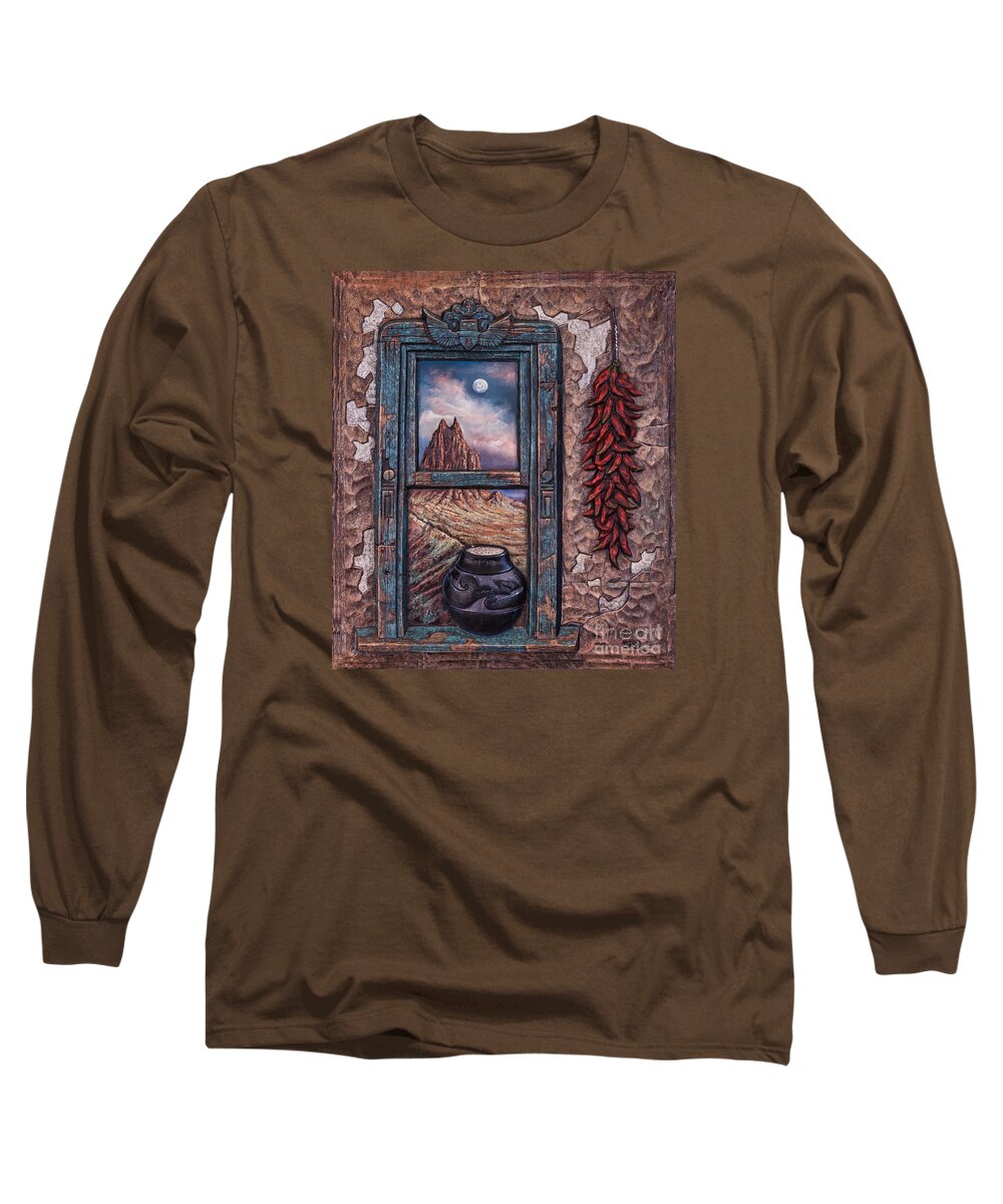 New-mexico Long Sleeve T-Shirt featuring the mixed media New Mexico Window by Ricardo Chavez-Mendez