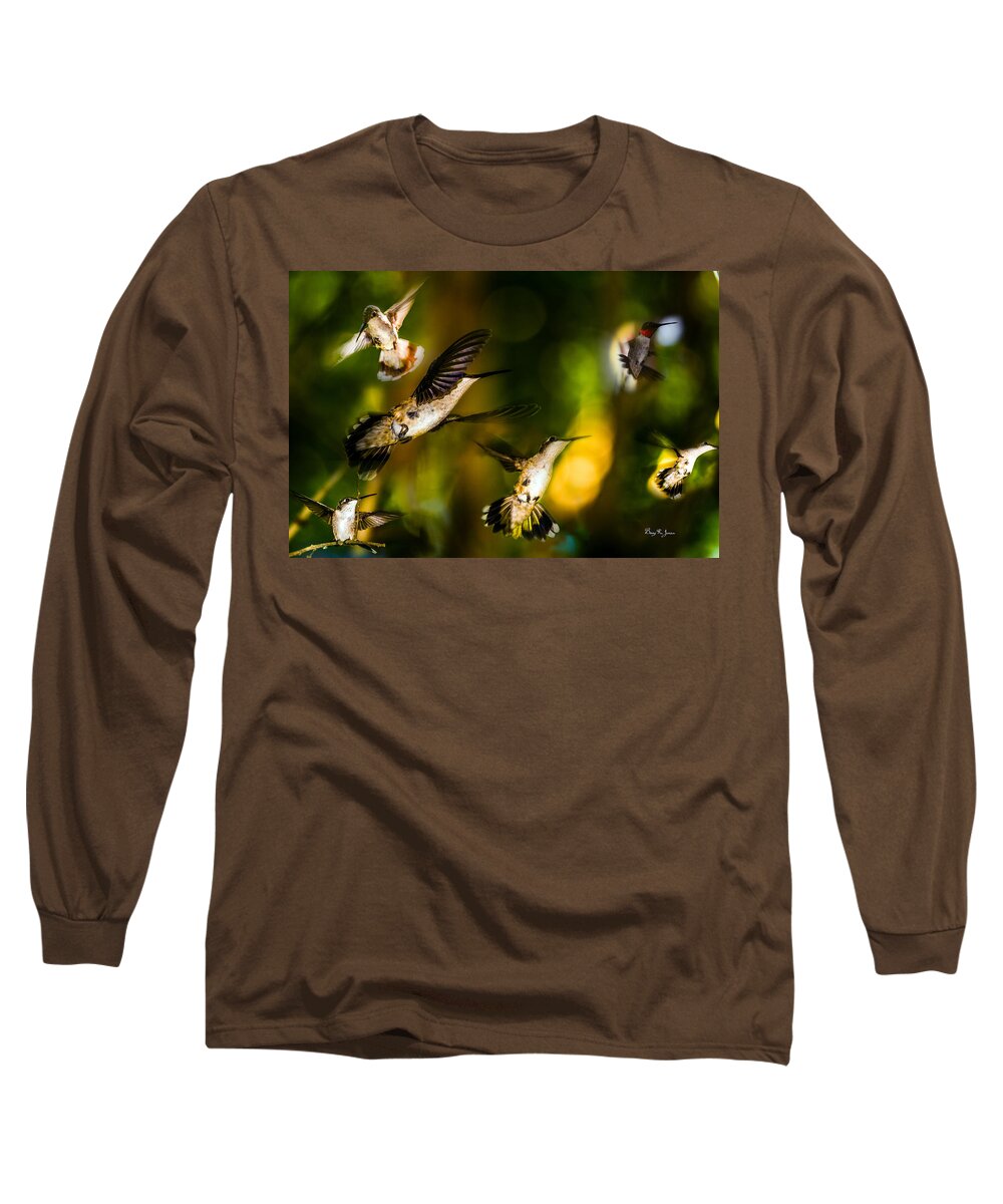 Hummingbird Long Sleeve T-Shirt featuring the photograph Hummingbirds - The Gathering by Barry Jones