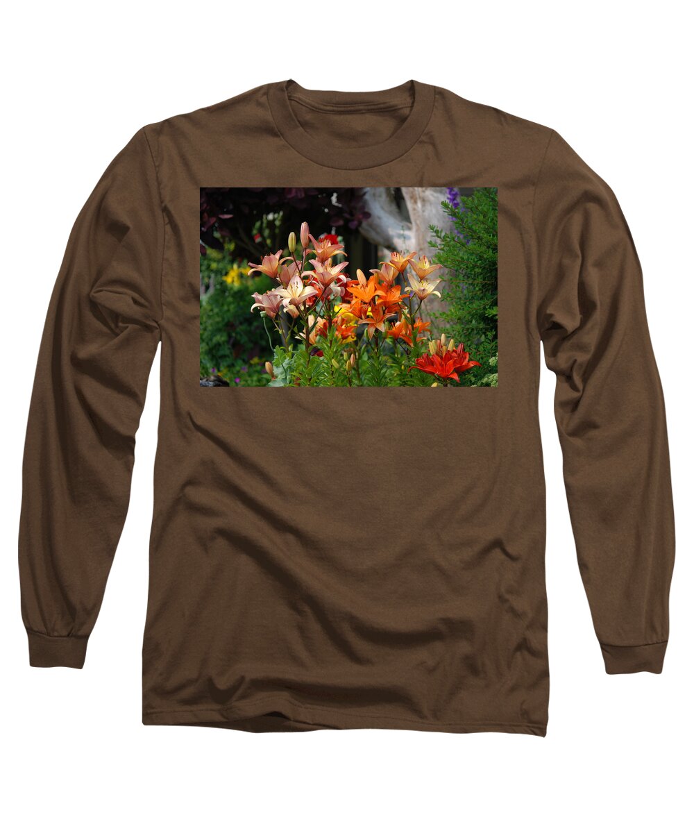 Lillies Long Sleeve T-Shirt featuring the photograph A Garden of Lillys for Susan by Kathy Paynter