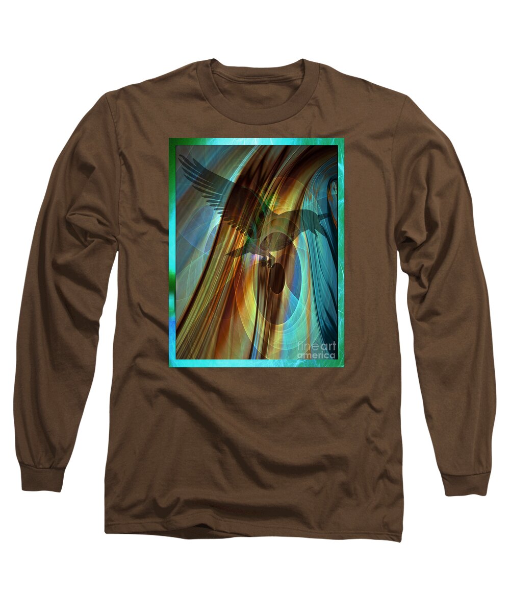 Raven Long Sleeve T-Shirt featuring the digital art A Raven's Eye by Barbara Milton