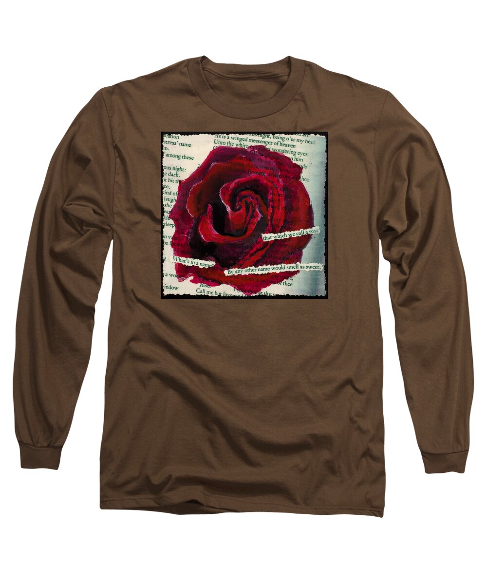 Rose Long Sleeve T-Shirt featuring the painting A Rose by Any Other Name by Mary Benke