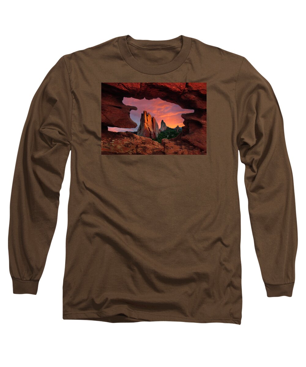 Awe Long Sleeve T-Shirt featuring the photograph A View Through Window Rock at Siamese Twins by John Hoffman