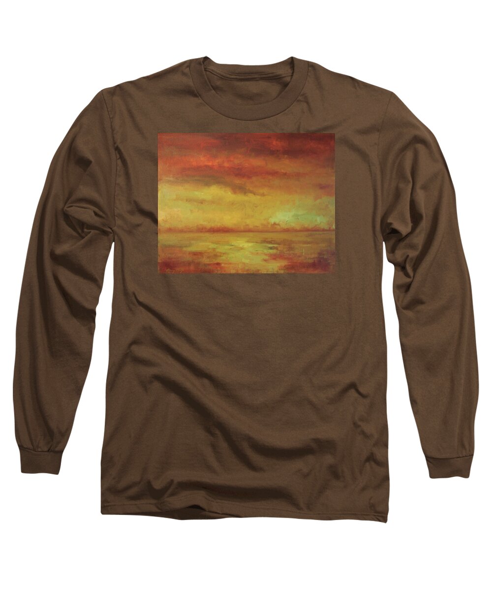 Ocean Long Sleeve T-Shirt featuring the painting Allegro by Mary Wolf