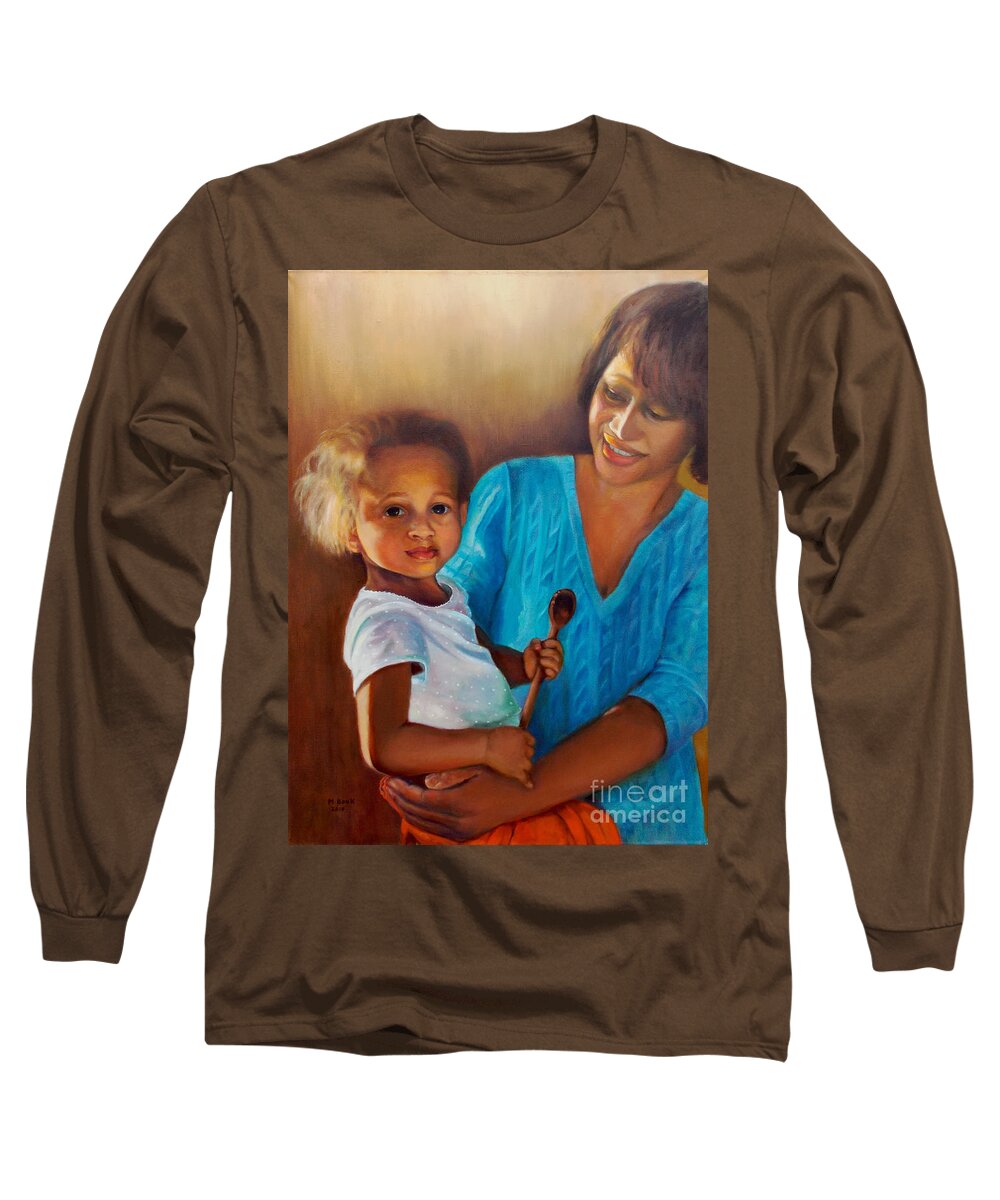Portrait Long Sleeve T-Shirt featuring the painting Always in Her Heart and in Her Hands by Marlene Book