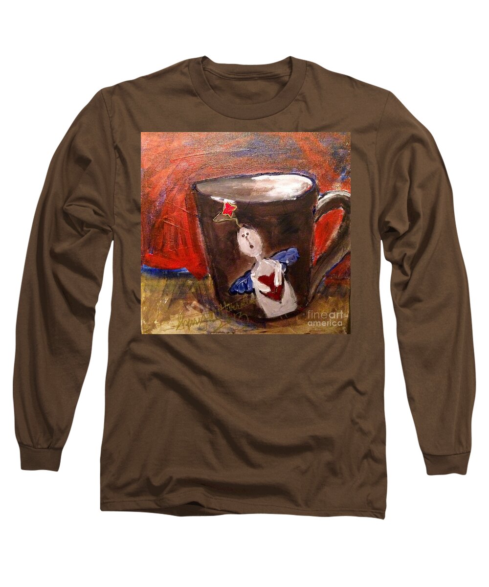 Angel Long Sleeve T-Shirt featuring the painting Angel Kisses For You by Sherry Harradence
