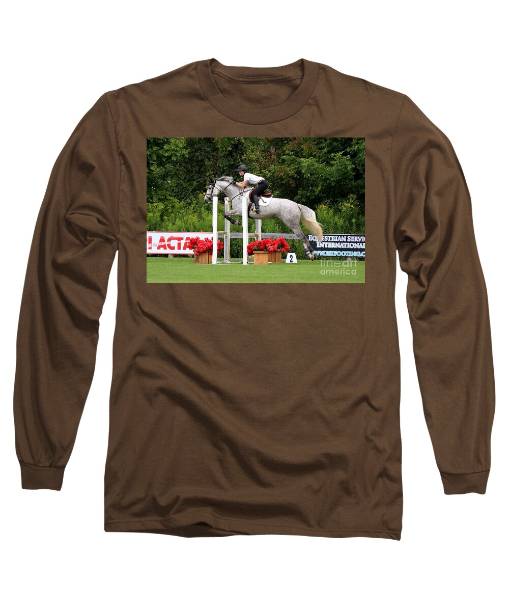 Horse Long Sleeve T-Shirt featuring the photograph At-c-jumper32 by Janice Byer