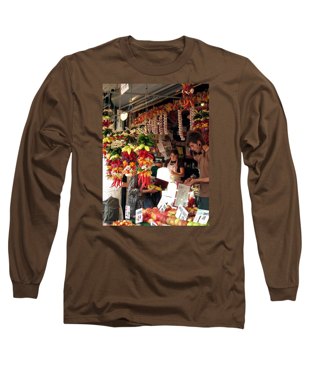 pike Place Market Long Sleeve T-Shirt featuring the photograph At The Market by Chris Anderson
