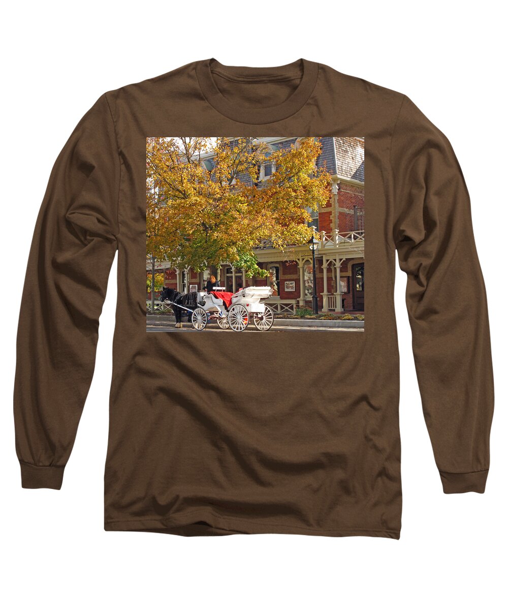 Landscape Long Sleeve T-Shirt featuring the photograph Autumn Carriage for Hire by Barbara McDevitt