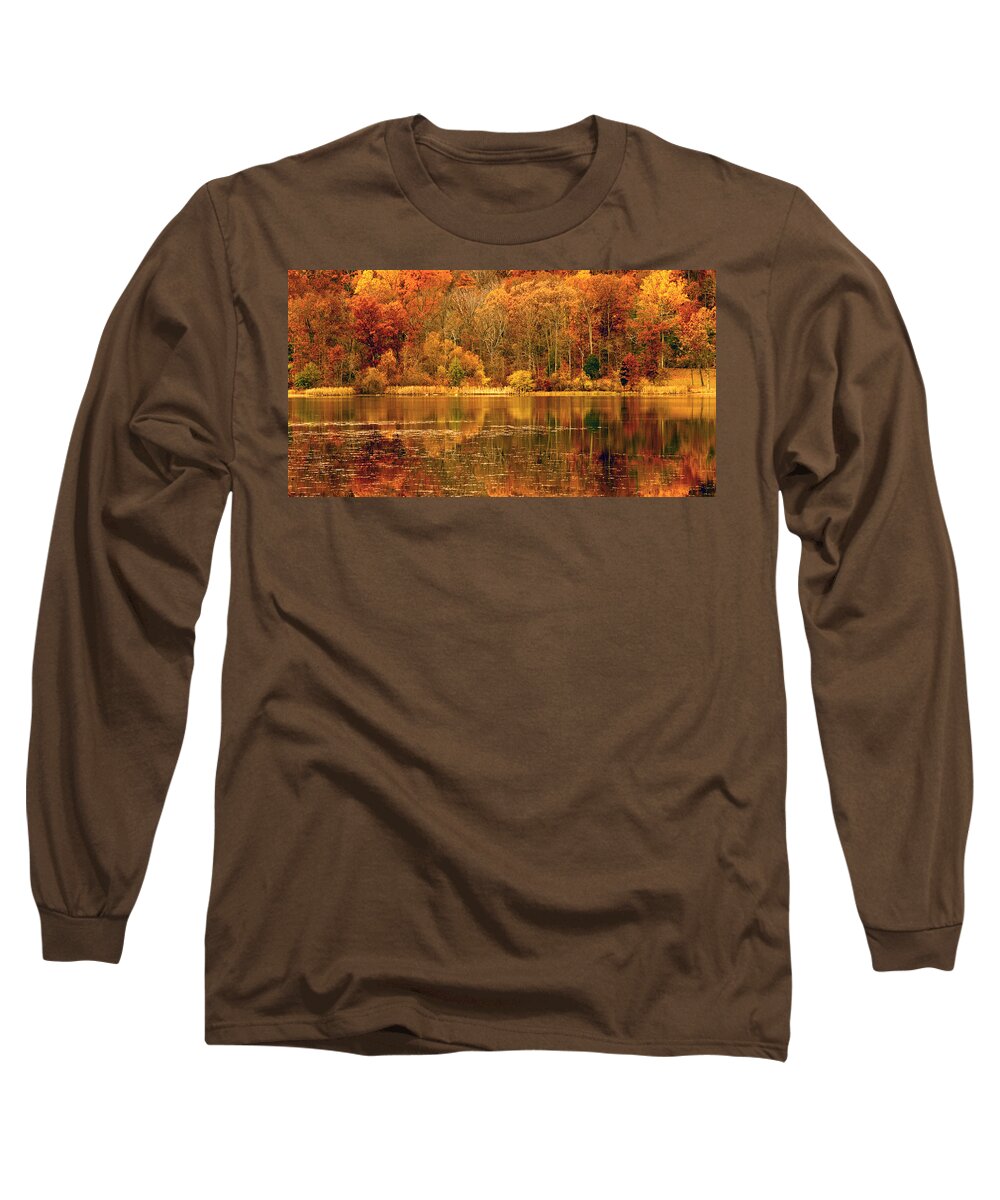 Water Long Sleeve T-Shirt featuring the photograph Autumn in Mirror Lake by Paul W Faust - Impressions of Light