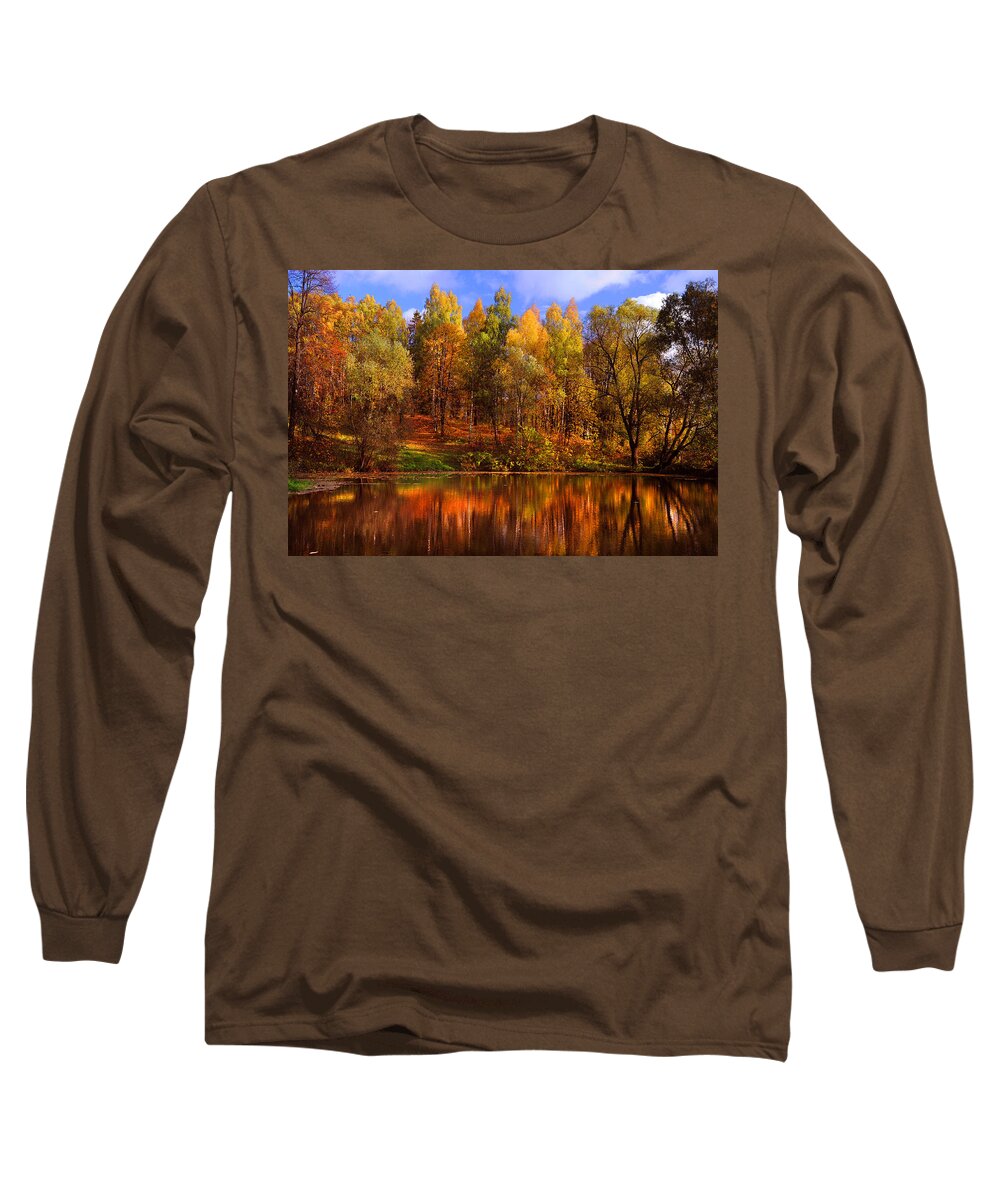 Jenny Rainbow Fine Art Photography Long Sleeve T-Shirt featuring the photograph Autumn Reflections by Jenny Rainbow