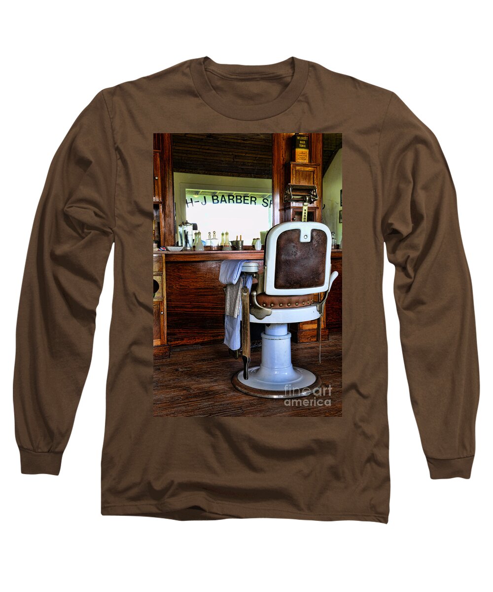 Barber - The Barber's Chair Long Sleeve T-Shirt featuring the photograph Barber - The Barber Shop by Paul Ward