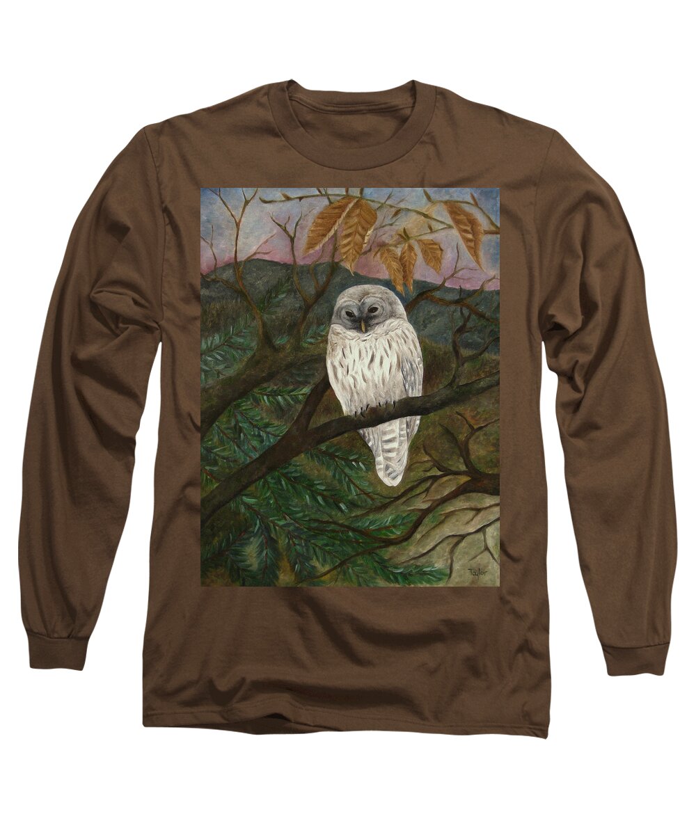Barred Owl Long Sleeve T-Shirt featuring the painting Barred Owl by FT McKinstry