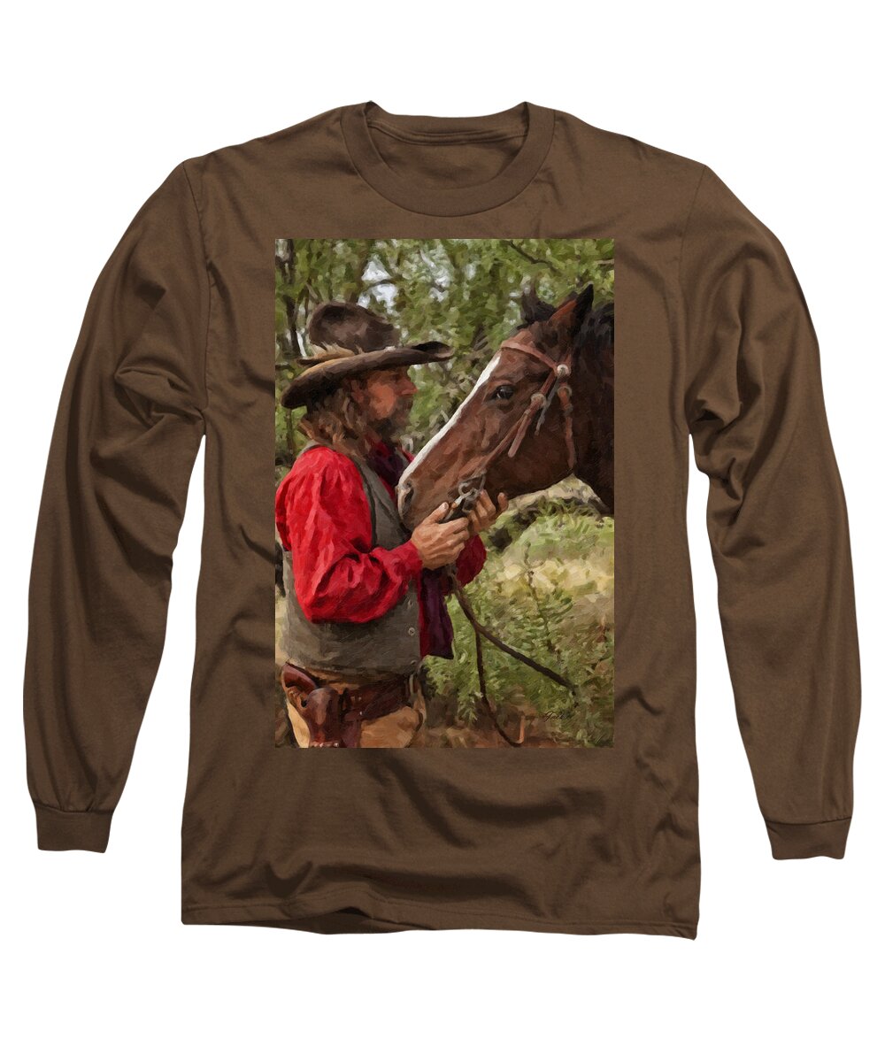 Cowboy Long Sleeve T-Shirt featuring the digital art Best Friends by Jack Milchanowski