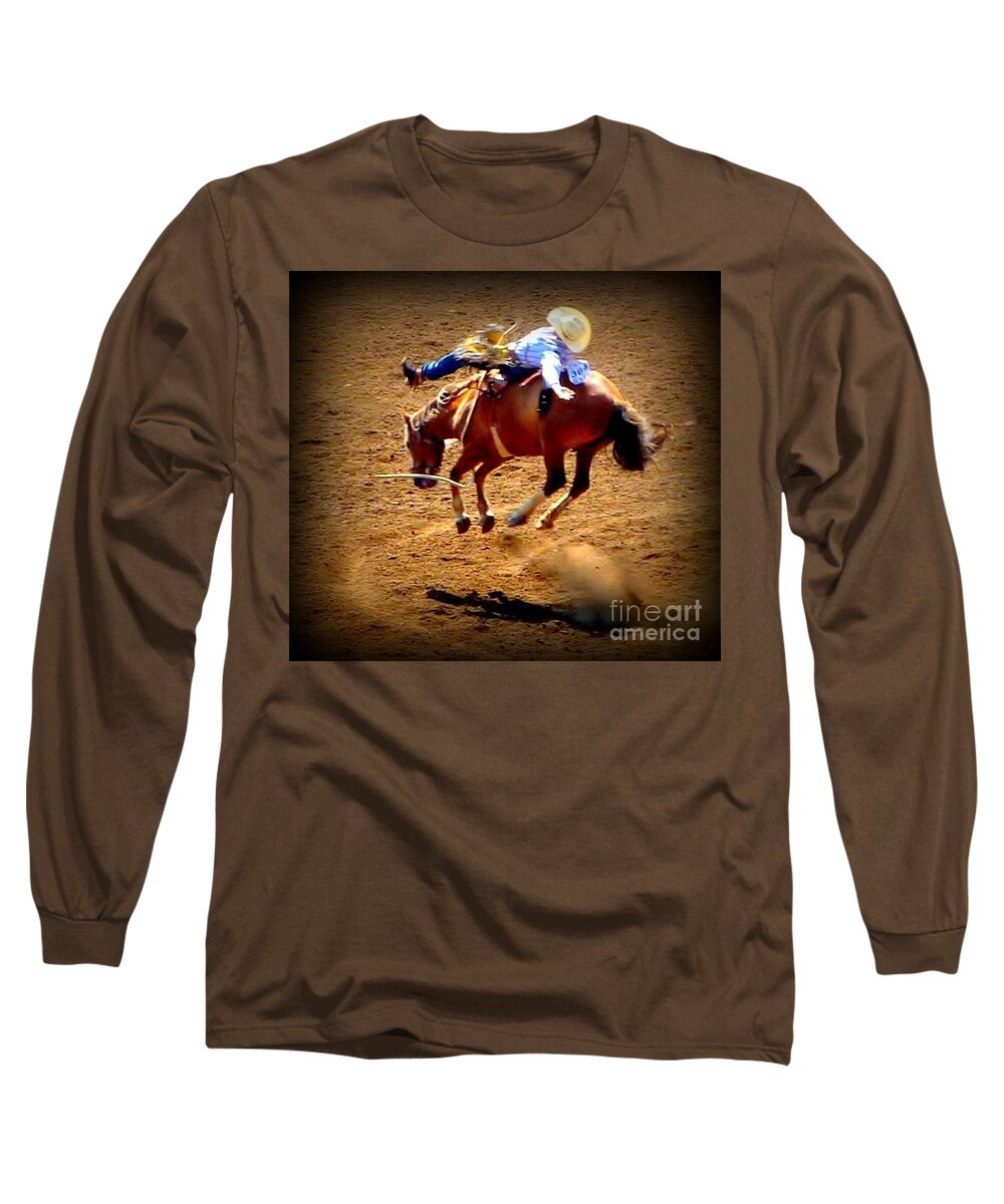 Horses Long Sleeve T-Shirt featuring the photograph Bucking Broncos Rodeo Time by Susan Garren